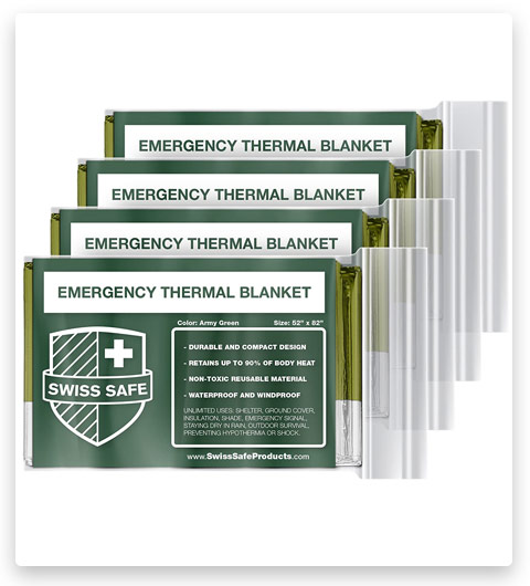 Swiss Safe Emergency Mylar Thermal Blankets (4-Pack)