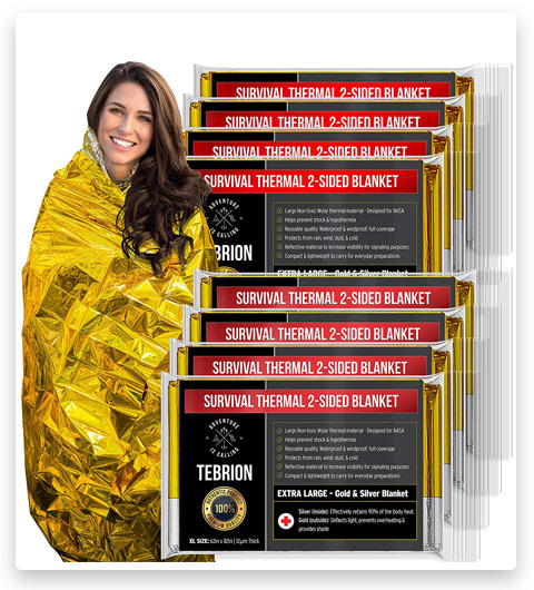 TEBRION 8 Packs Extra Large Space Blankets (Designed For NASA)
