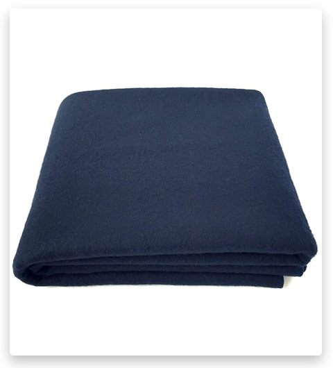 EKTOS 100% Wool Blanket, Navy Blue, Warm & Heavy 5.5 lbs