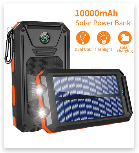 GRDE Solar Charger, 10000mAh Solar Power Bank