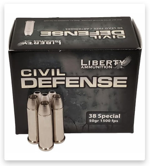 Liberty Civil Defense 38 Special Ammo 50 grain