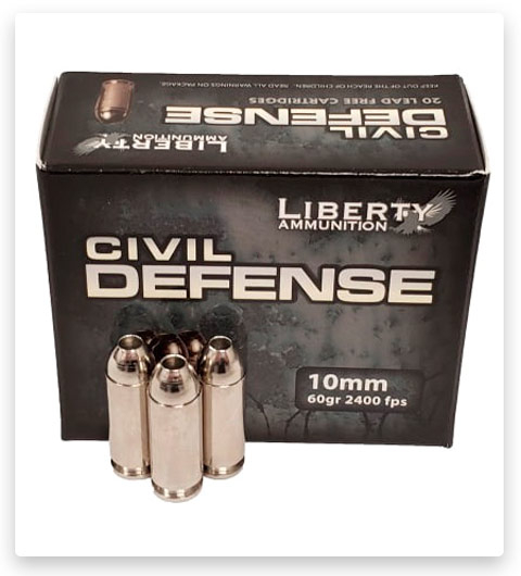 Liberty Civil Defense 10mm Auto Ammo 60 grain